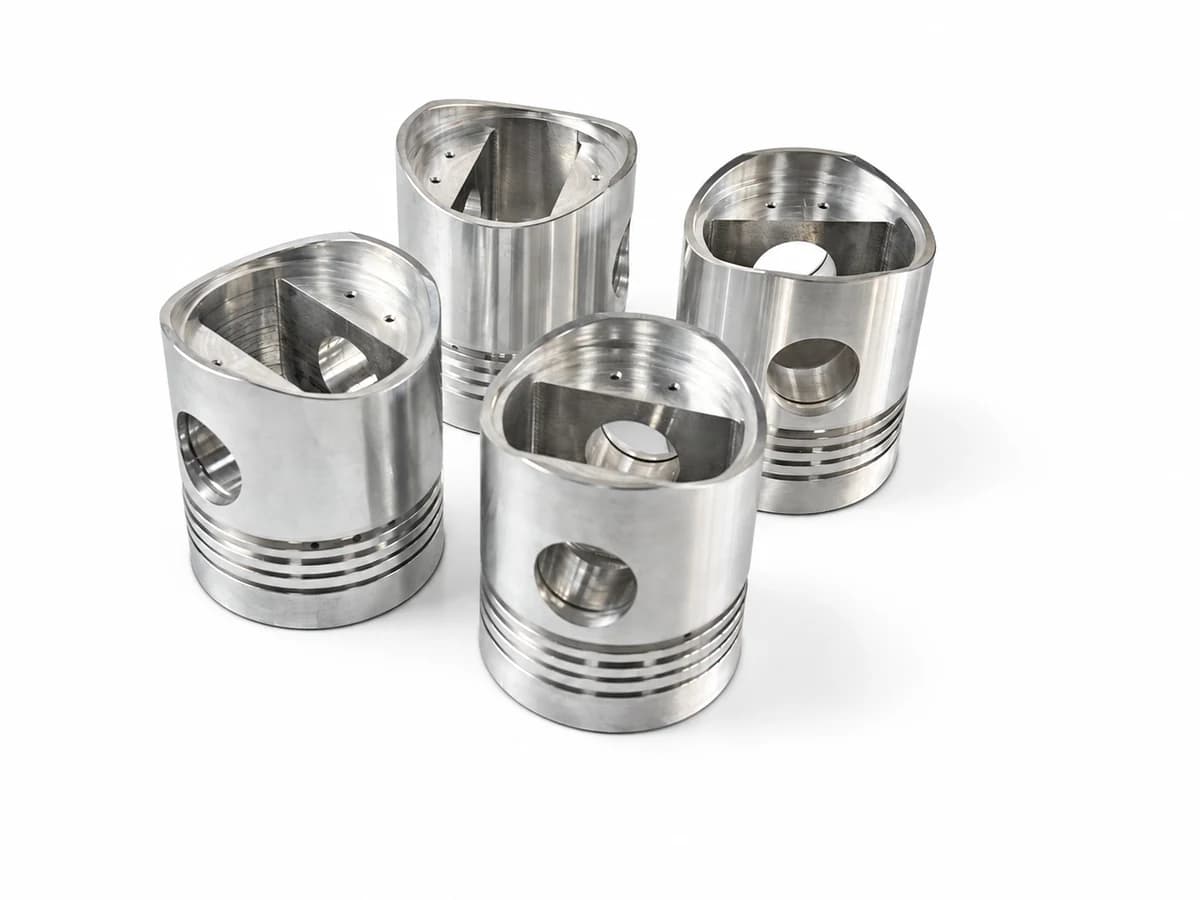 Set of cylindrical CNC-turned aluminum components